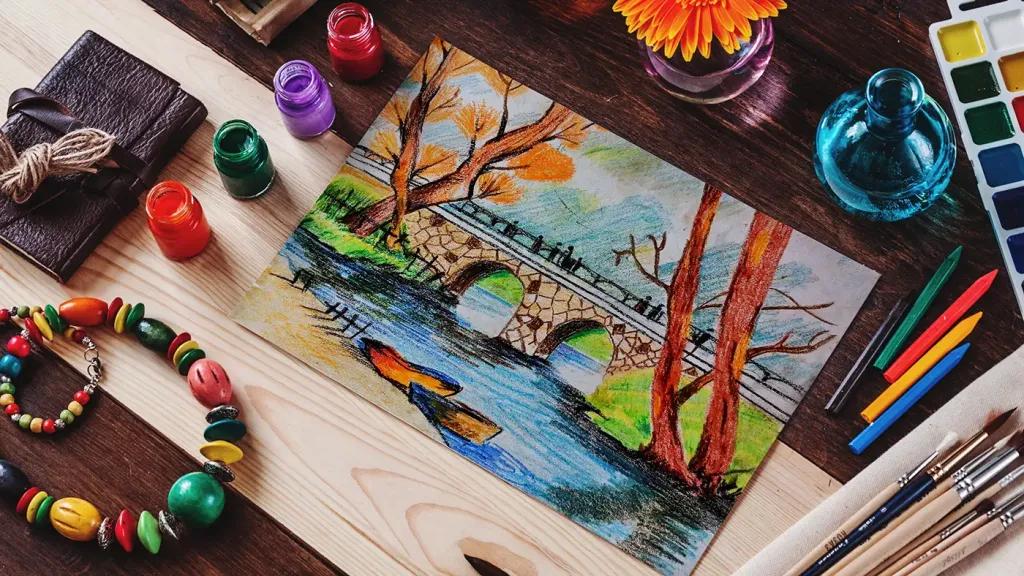 Students learning art techniques in our hobby classes, showing various skill levels and projects