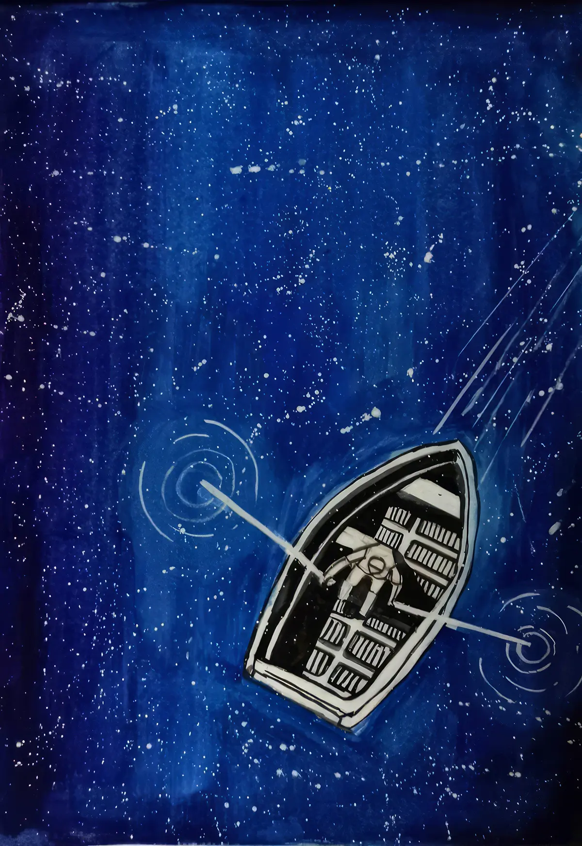Creative drawing of boat and stars