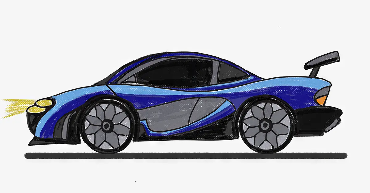 Pastel drawing of a car