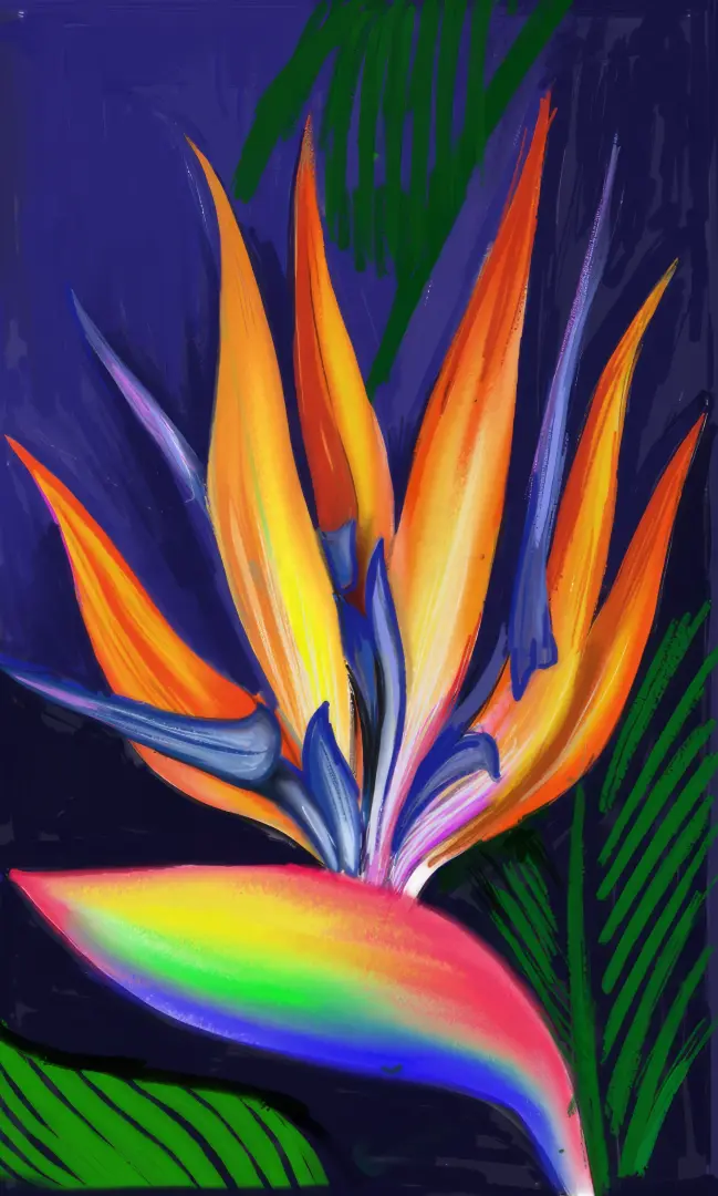 Student artwork - Contemporary acrylic painting of flowers with modern artistic style