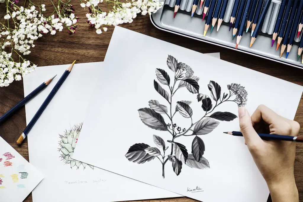 Students practicing advanced pencil shading techniques, showing depth and detail in their work